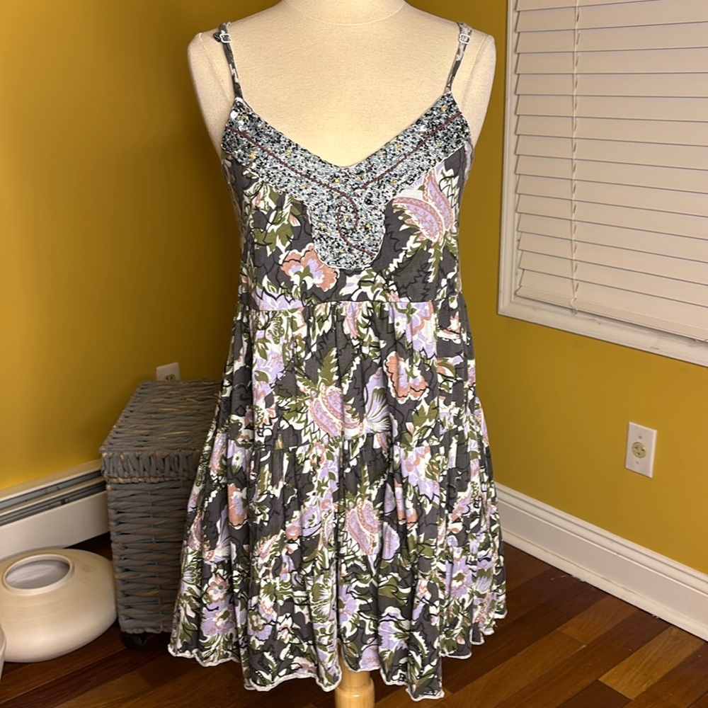 Free People Sundress with Beaded Appliqué